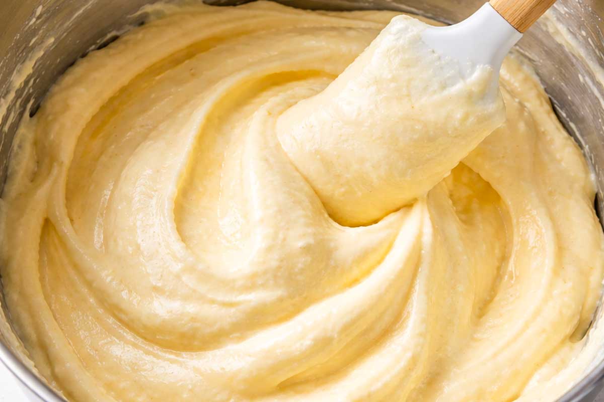 Whipped Ladyfinger Batter, Light & Fluffy in a bowl