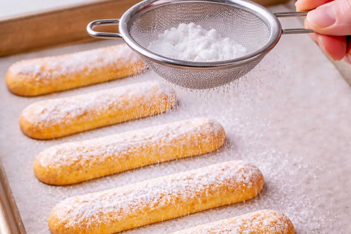 Dusting Ladyfingers with Sugar