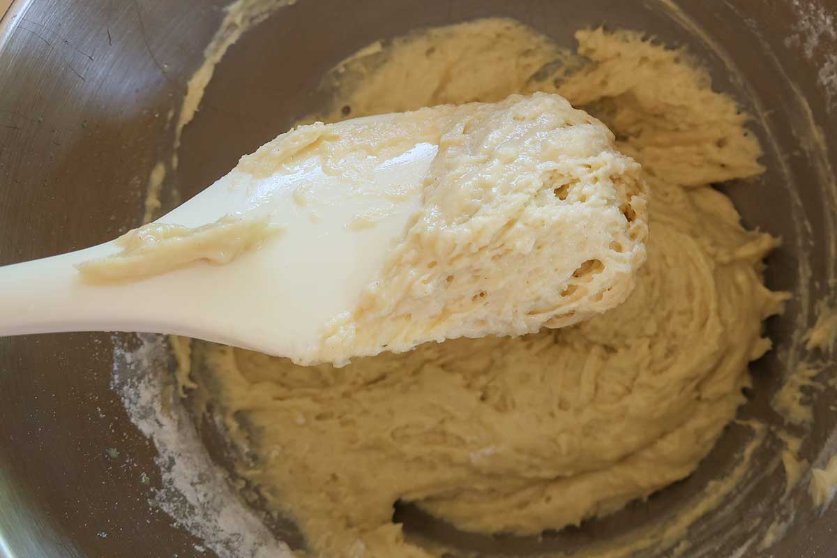 showing muffin batter texture in a bowl 