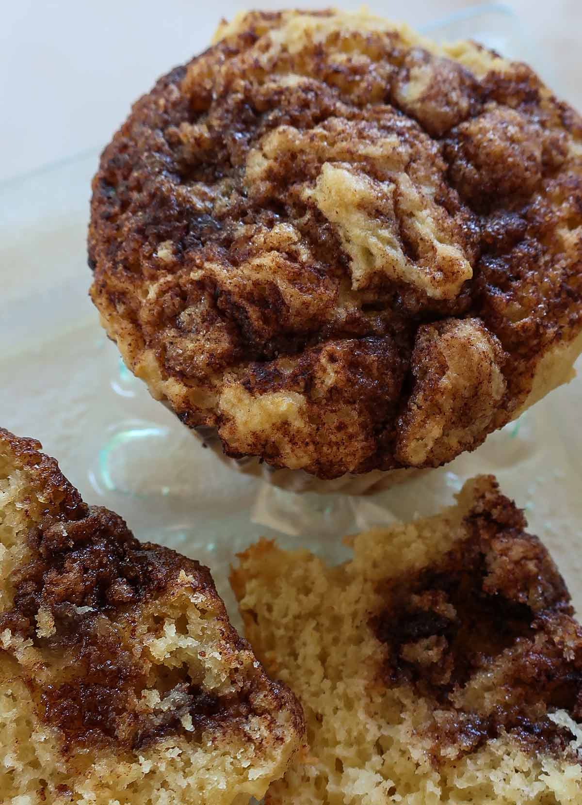 Showing the inside of a muffin with light and moist texture 