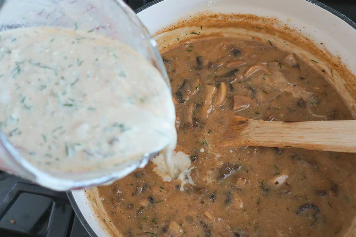 tempering sour cream for gluten-free mushroom soup