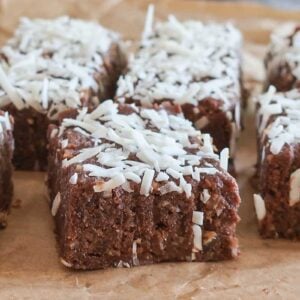Fudgy No-Bake Chocolate Date Bars with Coconut and Pecans