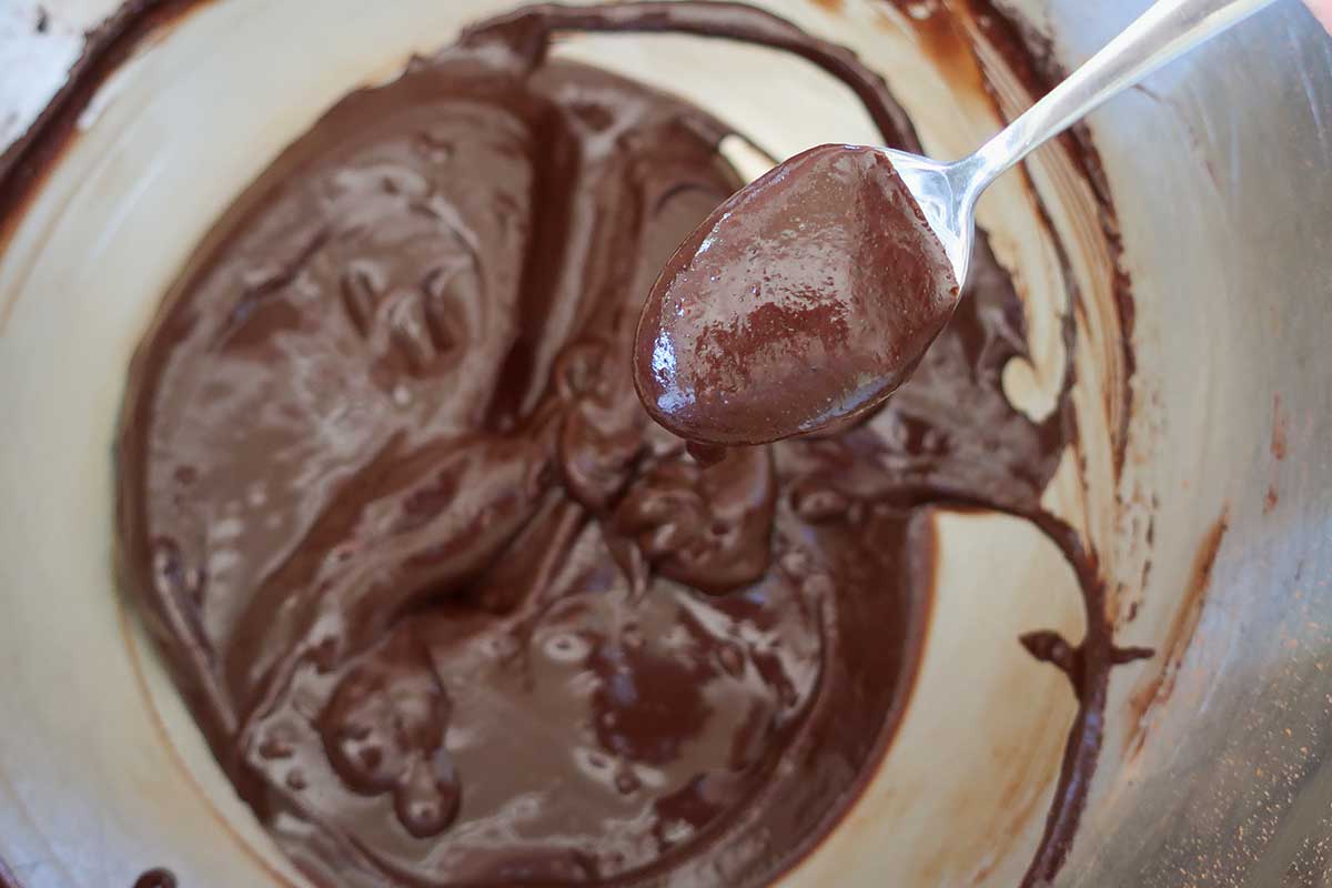 cocoa, hot milk, sugar, vanilla and salt mixed into a smooth mixture