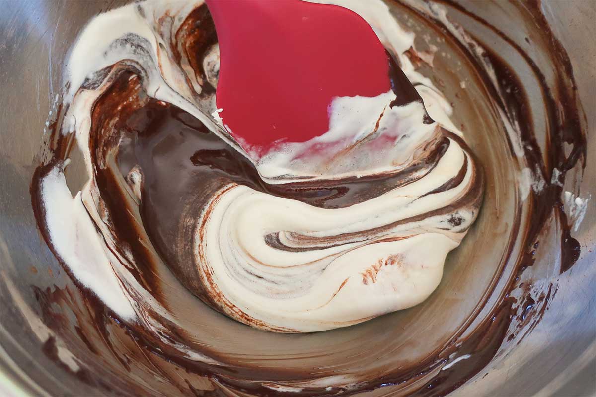 folding chocolate mixture into cool whip 