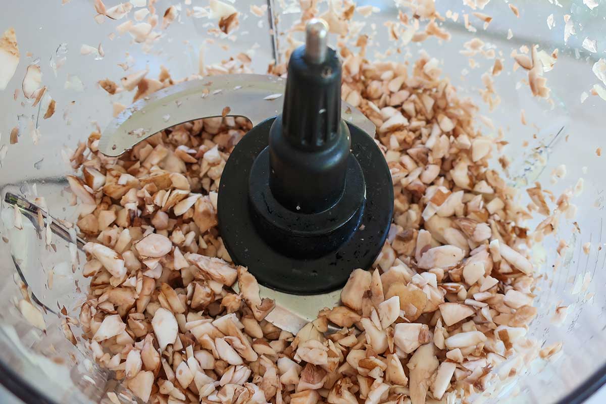 mushrooms pulsed in a food processor resembling ground meat texture